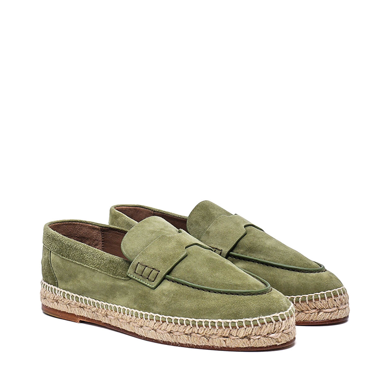 Hermès - Khaki Green Suede Goatskin Trip Espadrilles 37